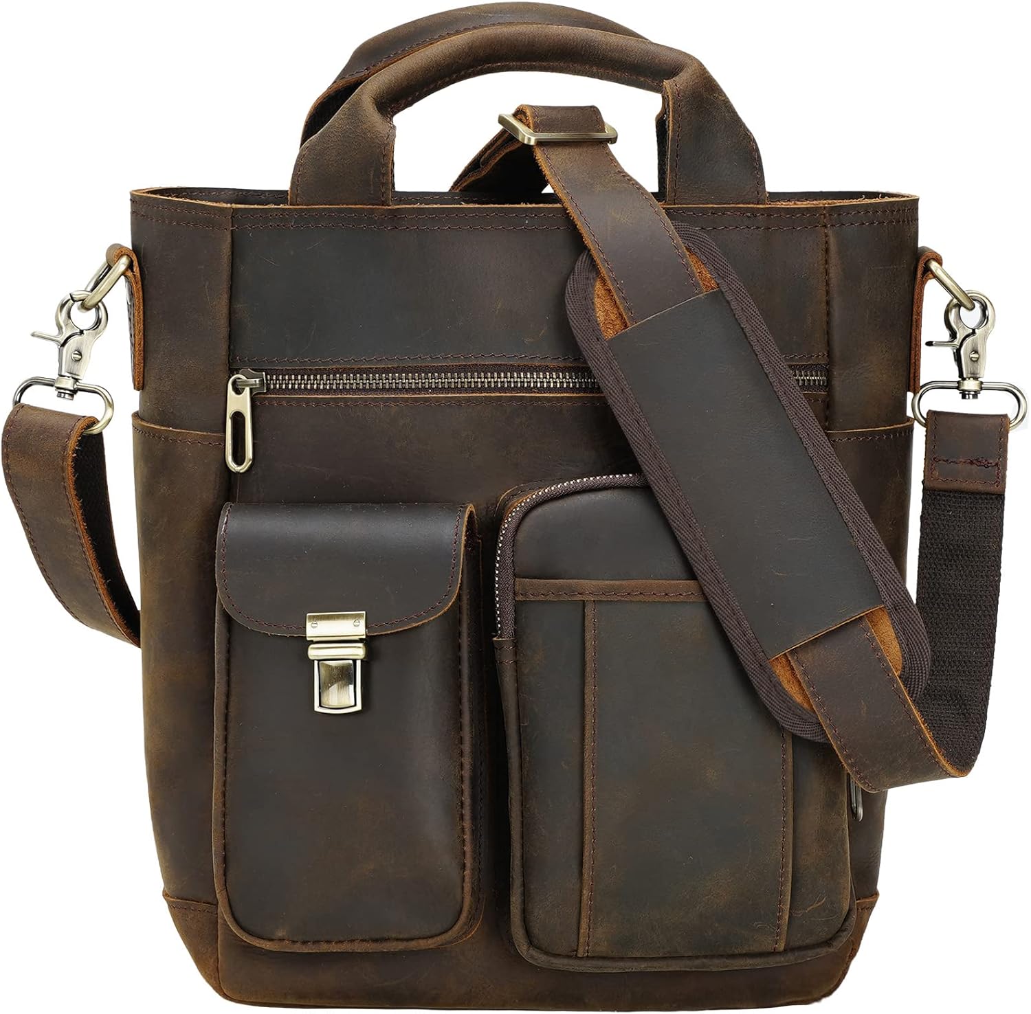 Leather Messenger Bag for Men Vintage Crossbody Shoulder Bag Business Work Man Purse Handbag fits 11鈥测€?Tablet